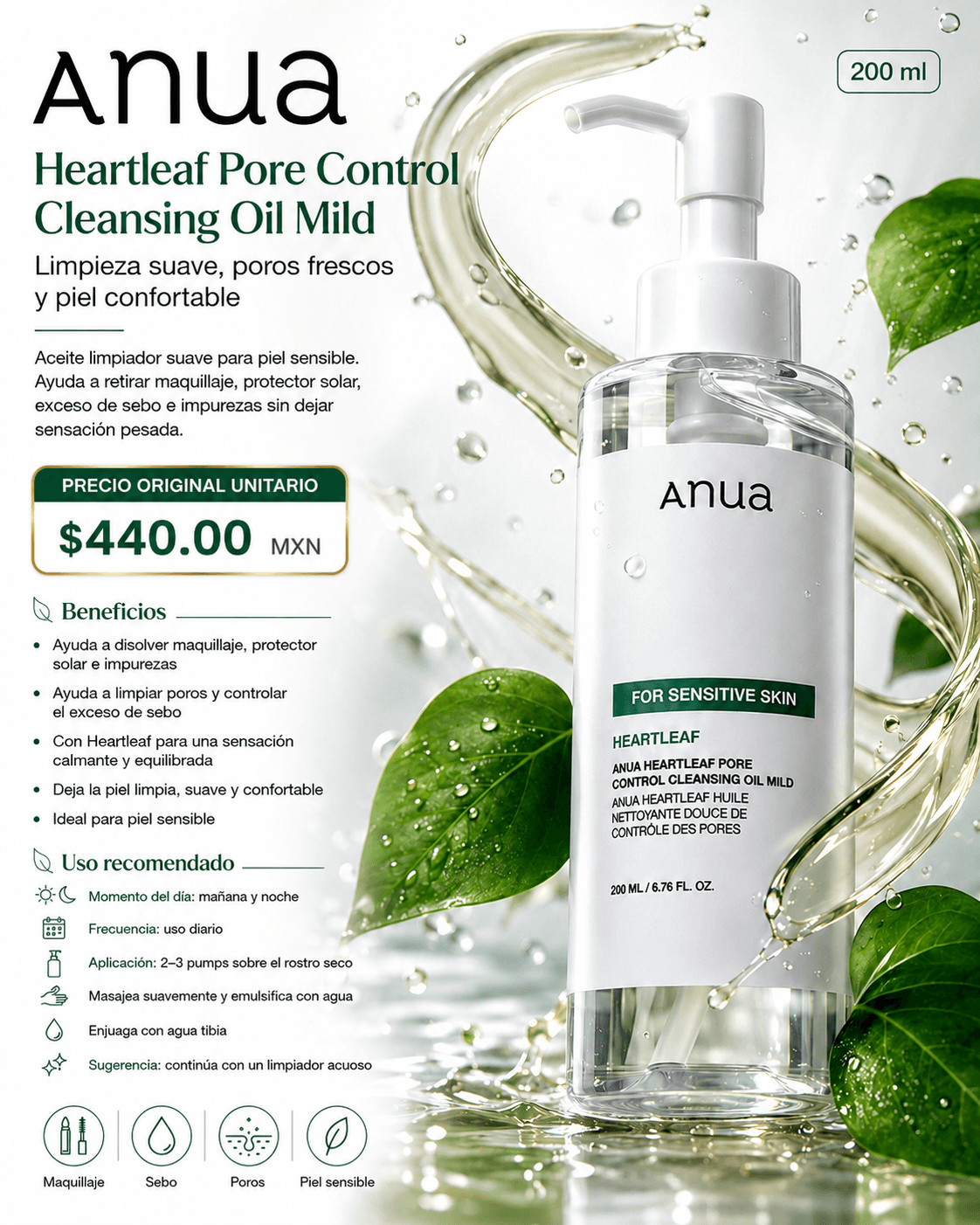 ANUA Heartleaf Pore Control Cleansing Oil Mild