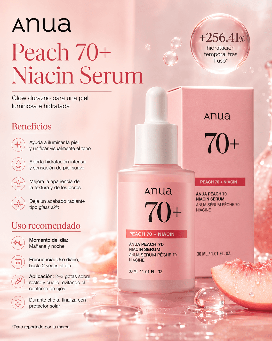 ANUA Peach 70% Niacinamide Serum de 30 ml